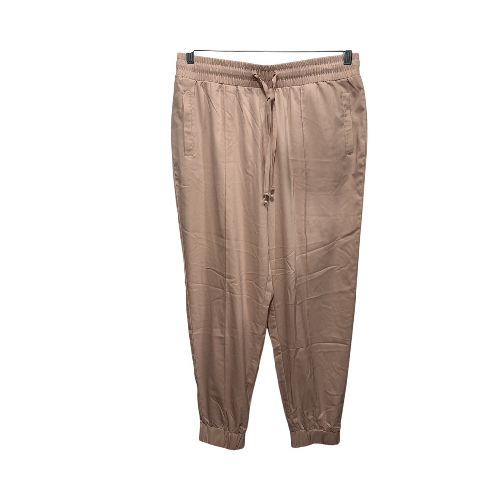 G by Giuliana Black Label Satin Jogger Pants Women Large L Light Pink Drawstring